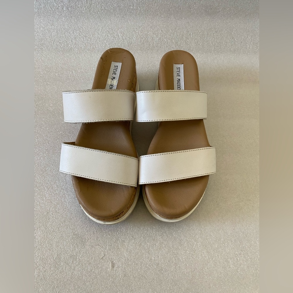Steve Madden Thalia White Cork Wedge sandals size 9.5 - Picture 7 of 7